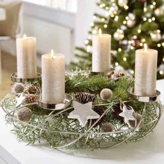 Adventskranz silber STERNE Edzard